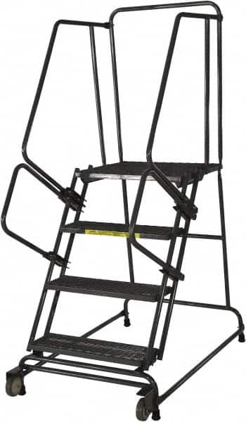 Ballymore - 20" 2 Step Ladder - Rolling Safety Ladder, 450 Lb Capacity, 20" Platform Height, 30" Base Width x 34" Base Depth, Heavy-Duty Serrated Grating - Benchmark Tooling