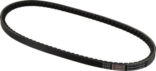 Browning - Section AX, 1/2" Wide, 30" Outside Length, Gripnotch V-Belt - Rubber Compound, Gripnotch, No. AX28 - Benchmark Tooling
