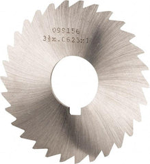 Made in USA - 3-1/2" Diam x 1/16" Blade Thickness x 1" Arbor Hole Diam, 34 Tooth Slitting and Slotting Saw - Arbor Connection, Right Hand, Uncoated, High Speed Steel, Concave Ground, Contains Keyway - Benchmark Tooling