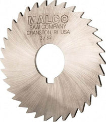 Made in USA - 3-1/2" Diam x 3/32" Blade Thickness x 1" Arbor Hole Diam, 34 Tooth Slitting and Slotting Saw - Arbor Connection, Right Hand, Uncoated, High Speed Steel, Concave Ground, Contains Keyway - Benchmark Tooling