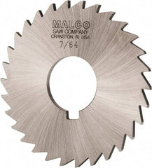 Made in USA - 3" Diam x 7/64" Blade Thickness x 1" Arbor Hole Diam, 30 Tooth Slitting and Slotting Saw - Arbor Connection, Right Hand, Uncoated, High Speed Steel, Concave Ground, Contains Keyway - Benchmark Tooling