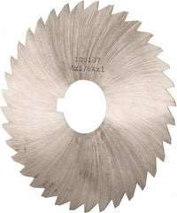 Made in USA - 4" Diam x 1/64" Blade Thickness x 1" Arbor Hole Diam, 36 Tooth Slitting and Slotting Saw - Arbor Connection, Right Hand, Uncoated, High Speed Steel, Concave Ground, Contains Keyway - Benchmark Tooling