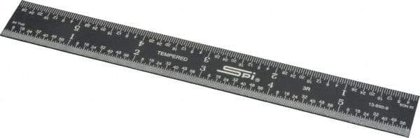 SPI - 6" Long, 1/64, 1/50, 1/32, 1/10" Graduation, Rigid Steel Rule - 3R Graduation Style, 3/4" Wide, Black, Black Chrome Finish - Benchmark Tooling