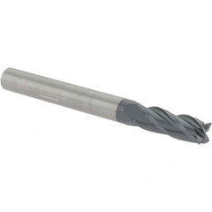 Square End Mill: 1/4'' Dia, 1/4'' LOC, 1/4'' Shank Dia, 2.5'' OAL, 4 Flutes 30 ° Helix