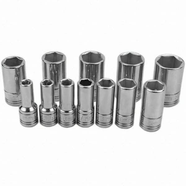 SK - 1/4" Drive Semi-Deep Socket Set - 5 to 15mm, Metric Measurement Standard - Benchmark Tooling