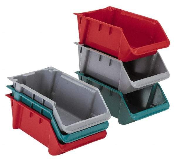 LEWISBins+ - 500 Lb. Load Capacity, 24-1/8" Deep, Red Polyethylene Hopper Stacking Bin - 8" High x 16-1/4" Wide x 24-1/8" Long - Benchmark Tooling