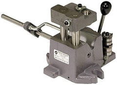 Heinrich - 1-1/2 to 2-1/2" Vee Capacity, Air Cross Hole Jig - 10-1/2" Long x 9-1/8" Wide x 8-5/8" High, 5/16, 1/2, 3/4, 1 & 1-3/8" ID of Furnished Liners - Benchmark Tooling