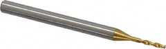 OSG - #57 140° Spiral Flute Vanadium High Speed Steel Screw Machine Drill Bit - TiN Finish, Right Hand Cut, 7mm Flute Length, 39mm OAL, Faceted Point, Straight Shank - Benchmark Tooling