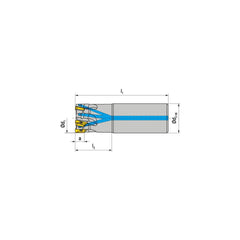 Indexable Square-Shoulder End Mill:  C211100R0215A200EF800,  1.0000'' Cut Dia,  0.5510'' Max Depth of Cut,  1.0000'' Shank Dia,  Cylindrical Shank Uses  2,  Normal Pressure,