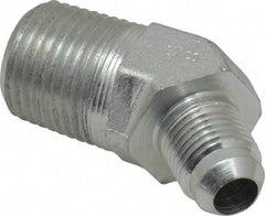 Parker - 3/8" Tube OD, 37° Steel Flared Tube Male 45° Elbow - 1/2 NPTF, Flare x MNPTF Ends - Benchmark Tooling