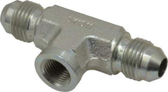 Parker - 5/16" Tube OD, 37° Steel Flared Tube Female Branch Tee - 1/8 NPTF, Flare x FNPTF Ends - Benchmark Tooling