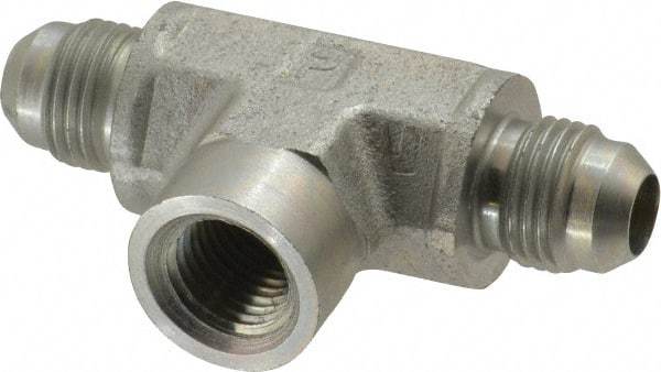 Parker - 3/8" Tube OD, 37° Steel Flared Tube Female Branch Tee - 1/4 NPTF, Flare x FNPTF Ends - Benchmark Tooling