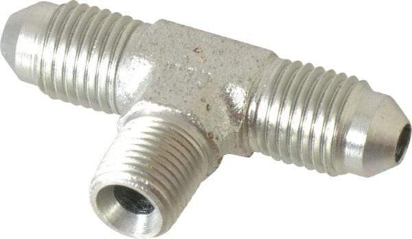 Parker - 1/4" Tube OD, 37° Steel Flared Tube Male Branch Tee - 1/8 NPTF, Flare x MNPTF Ends - Benchmark Tooling