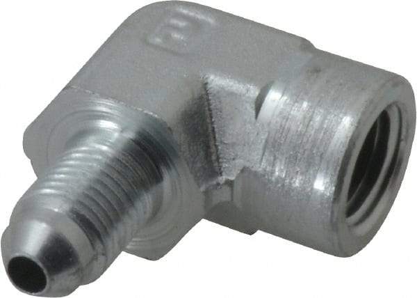 Parker - 1/4" Tube OD, 37° Steel Flared Tube Female Elbow - 1/4 NPTF, Flare x FNPTF Ends - Benchmark Tooling