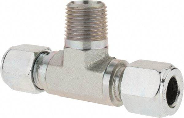 Parker - Metal Flareless Bite Tube Male Branch Tee - 1/2 NPTF - Benchmark Tooling