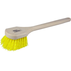 20″ Utility Scrub Brush, Yellow Polypropylene Fill, Long Handle, Foam Block - Benchmark Tooling