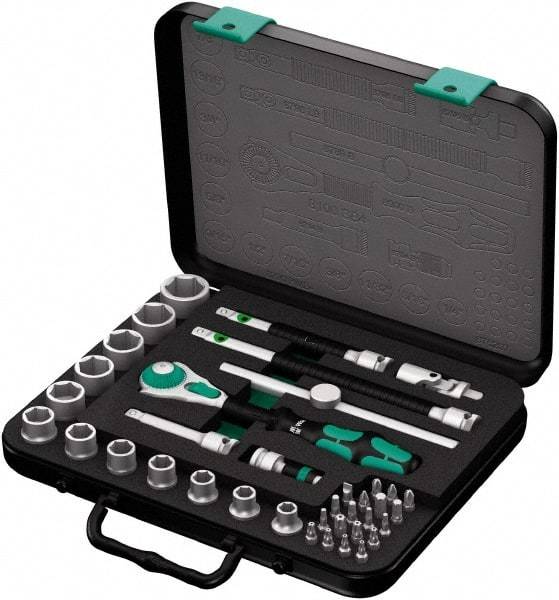 Wera - 38 Piece 3/8" Drive Socket & Bit Set - Comes in Molded Steel Case with High Density Foam Insert - Benchmark Tooling