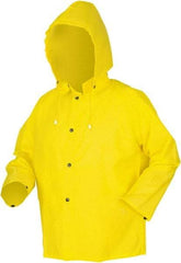 MCR Safety - Size 3XL, Yellow, Rain Jacket - 2 Pockets, Attached Hood - Benchmark Tooling