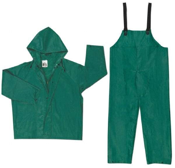 MCR Safety - Size 7XL, Green, Chemical, Rain Two Piece Suit - Attached Hood - Benchmark Tooling