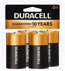 Duracell - Size D, Alkaline, 4 Pack, Standard Battery - 1.5 Volts, Button Tab Terminal - Benchmark Tooling