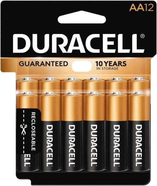 Duracell - Size AA, Alkaline, 12 Pack, Standard Battery - 1.5 Volts, Button Tab Terminal - Benchmark Tooling