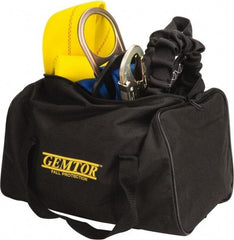Gemtor - Universal Size, 310 Lb. Capacity, Polyester General Use Fall Protection Kit - Back D Ring, 6 Ft. Lanyard Long, Black - Benchmark Tooling