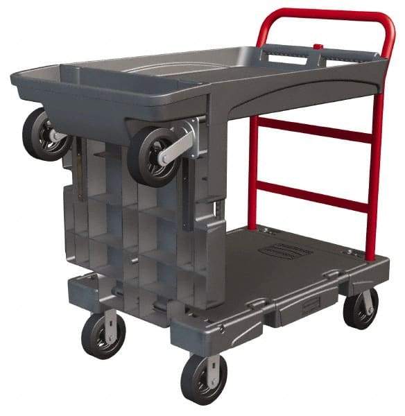 Rubbermaid - 750 Lb Capacity Structural Foam/Steel Platform Truck - Structural Foam Deck, 24-1/4" OAW, 65-7/8" Platform Length, Rubber Casters - Benchmark Tooling