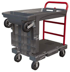 Rubbermaid - 750 Lb Capacity Structural Foam/Steel Platform Truck - Structural Foam Deck, 24-1/4" OAW, 65-7/8" Platform Length, Rubber Casters - Benchmark Tooling