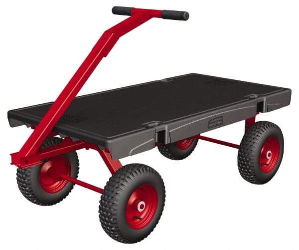 Rubbermaid - 2,000 Lb Capacity Structural Foam/Steel Wagon Truck - Structural Foam Deck, 30" OAW, Rubber Casters - Benchmark Tooling