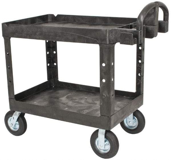 Rubbermaid - 500 Lb Capacity, 25" Wide x 43-7/8" Long x 35-3/4" High Standard Utility Cart - 2 Shelf, Plastic - Benchmark Tooling