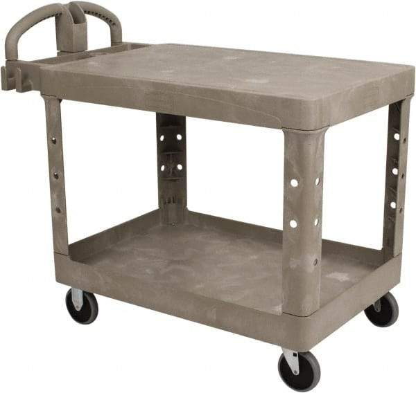 Rubbermaid - 500 Lb Capacity, 25" Wide x 43-7/8" Long x 32-1/4" High Standard Utility Cart - 2 Shelf, Plastic - Benchmark Tooling