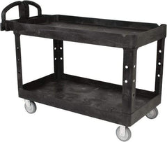 Rubbermaid - 750 Lb Capacity, 25" Wide x 53-5/8" Long x 32-3/4" High Standard Utility Cart - 2 Shelf, Plastic - Benchmark Tooling