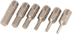 Wiha - 6 Piece, 1/4" Drive Screwdriver Insert Bit Set - 2 to 6mm Hex - Benchmark Tooling