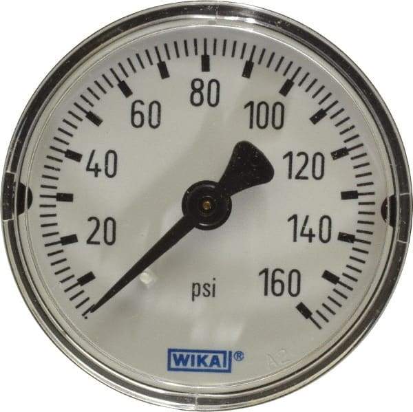 Wika - 2" Dial, 1/4 Thread, 0-160 Scale Range, Pressure Gauge - Center Back Connection Mount, Accurate to 3-2-3% of Scale - Benchmark Tooling