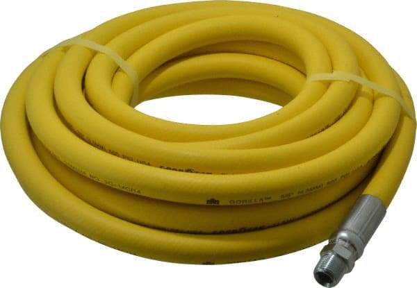 Continental ContiTech - 3/8" ID x 0.73" OD 25' Long Oil Resistant Air Hose - MNPT x MNPT Ends, 500 Working psi, -20 to 190°F, 3/8" Fitting, Yellow - Benchmark Tooling