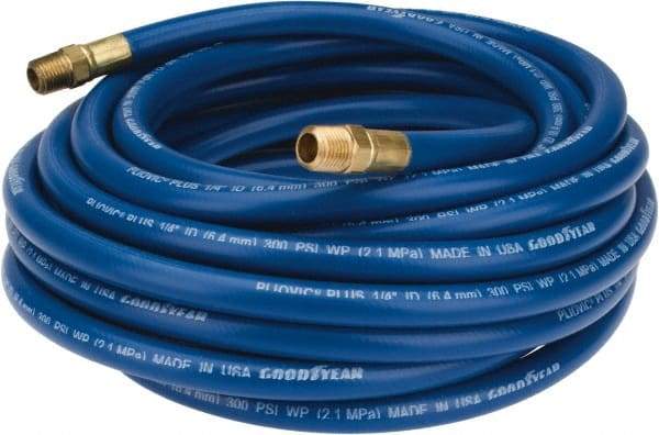 Continental ContiTech - 1/4" ID x 1/2" OD 25' Long Multipurpose Air Hose - MNPT x MNPT Ends, 300 Working psi, -10 to 158°F, 1/4" Fitting, Blue - Benchmark Tooling