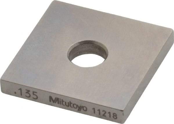 Mitutoyo - 0.135" Square Steel Gage Block - Accuracy Grade 0, Includes Certificate of Inspection - Benchmark Tooling