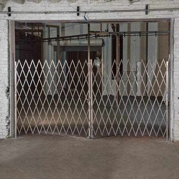 Illinois Engineered Products - 7' High Bi-Parting Folding Gates - Galvanized Steel, Silver - Benchmark Tooling