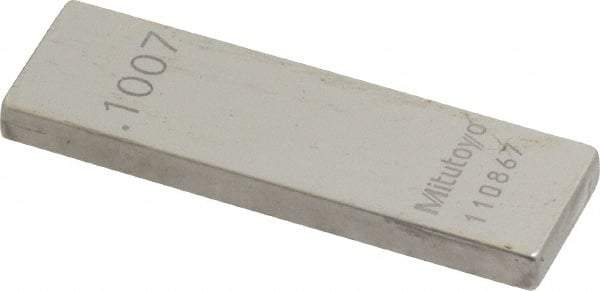 Mitutoyo - 0.1007" Rectangular Steel Gage Block - Accuracy Grade 0, Includes Certificate of Inspection - Benchmark Tooling