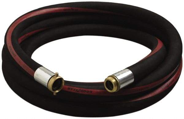 Alliance Hose & Rubber - 2" ID x 2.55" OD x 25' OAL, Male x Female Petroleum Transfer Hose - 150 Max Working psi, -35 to 200°F, 5" Bend Radius, 2" Fitting, Black - Benchmark Tooling