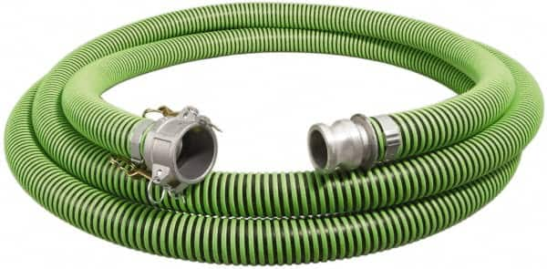 Alliance Hose & Rubber - -40 to 180°F, 1-1/2" Inside x 1.78" Outside Diam, Thermoplastic Rubber with Polyethylene Helix Liquid Suction & Discharge Hose - Green & Black, 25' Long, 29 Vacuum Rating, 50 psi Working & 150 psi Brust Pressure - Benchmark Tooling