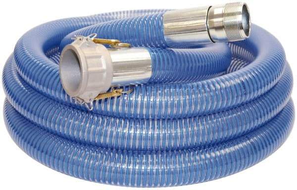 Alliance Hose & Rubber - -40 to 150°F, 1-1/2" Inside x 1.77" Outside Diam, PVC Liquid Suction & Discharge Hose - Transparent Blue, 20' Long, 29 Vacuum Rating, 89 psi Working Pressure - Benchmark Tooling