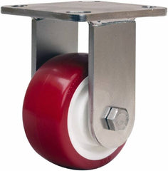 Hamilton - 4" Diam x 2" Wide x 5-5/8" OAH Top Plate Mount Rigid Caster - Polyurethane Mold on Polypropylene, 750 Lb Capacity, Delrin Bearing, 4 x 4-1/2" Plate - Benchmark Tooling