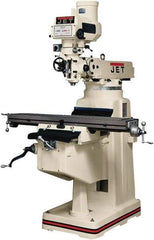 Jet - 10" Table Width x 50" Table Length, Variable Speed Pulley Control, 3 Phase Knee Milling Machine - R8 Spindle Taper, 3 hp - Benchmark Tooling