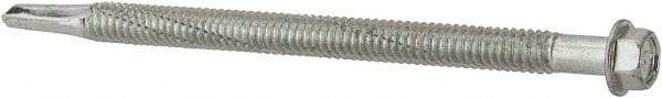 Elco - 1/4", Hex Washer Head, Hex Drive, 4" Length Under Head, #5 Point, Self Drilling Screw - Steel - Benchmark Tooling