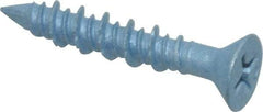 Elco - 3/16" Diam, 1-1/4" OAL, Phillips Drive, Concrete Screw & Masonry Fastener - Steel, Blue StalGard Finish, Includes #2 Drill Bit - Benchmark Tooling