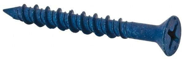 Elco - 3/16" Diam, 1-3/4" OAL, Phillips Drive, Concrete Screw & Masonry Fastener - Steel, Blue StalGard Finish, Includes #2 Drill Bit - Benchmark Tooling