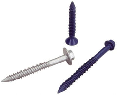 Elco - 3/16" Diam, 2-1/4" OAL, Phillips Drive, Concrete Screw & Masonry Fastener - Steel, Blue StalGard Finish, Includes #2 Drill Bit - Benchmark Tooling