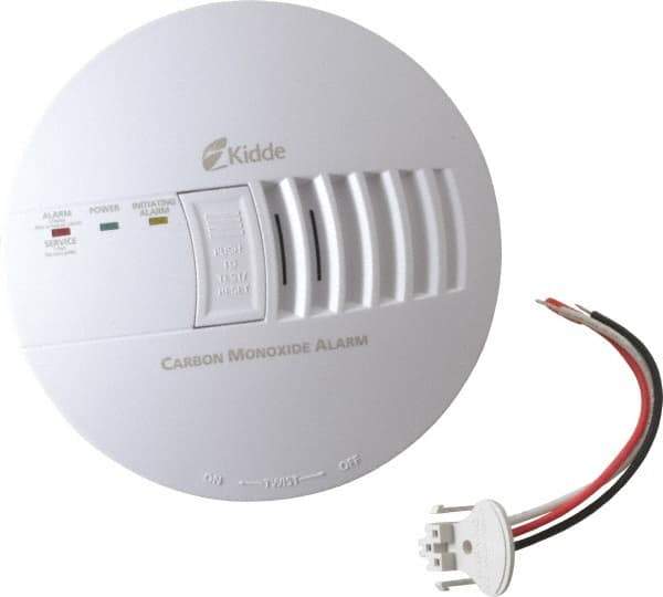 Kidde - 5-3/4 Inch Diameter, AC Wire In 120 Volt Carbon Monoxide Alarm - 85 dB Decibel Rating, 9V Battery Included, Tamper Resistant, Interconnectable - Benchmark Tooling