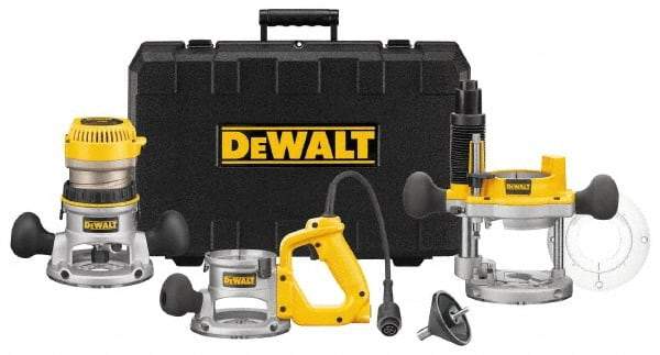 DeWALT - 2.25 hp, 8,000 to 24,000 RPM, Three Base Router Kit - 12 Amps, 1/4 and 1/2 Inch Collet - Benchmark Tooling